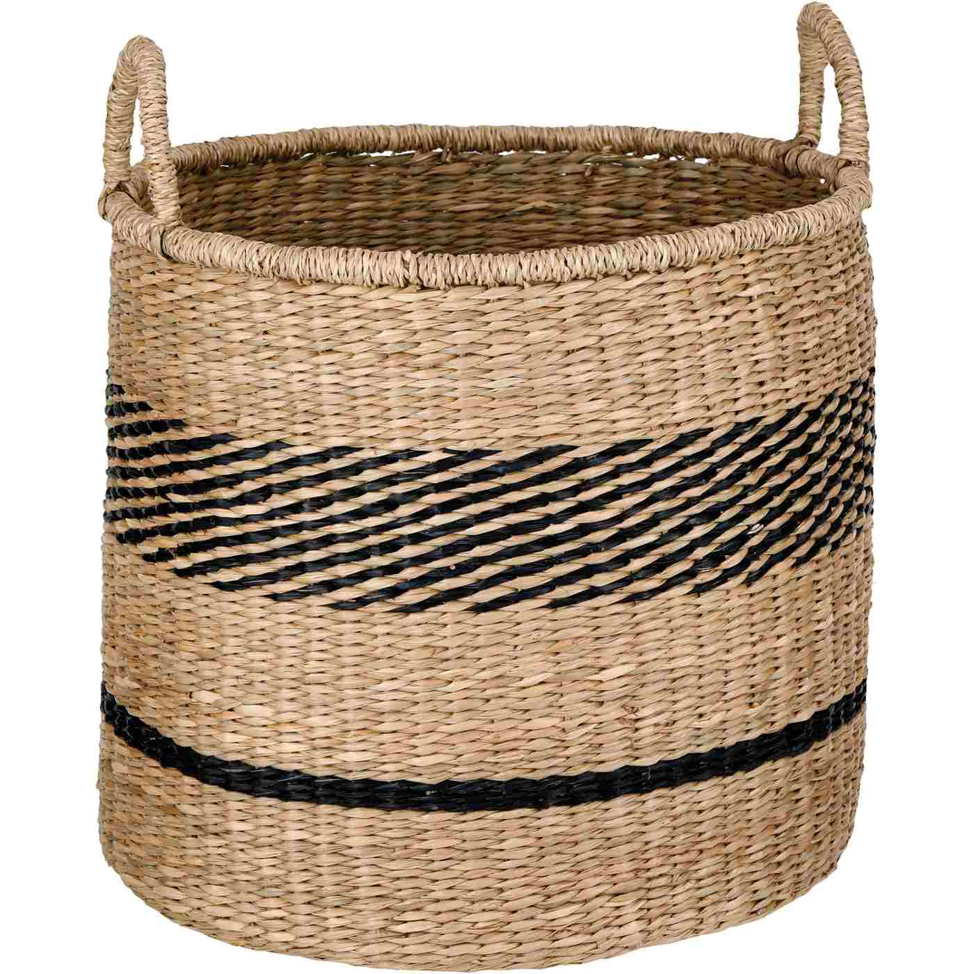 Haven + Key Seagrass Storage Basket - Black & Tan; image 1 of 2