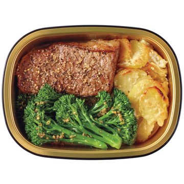 Meal Simple by H-E-B New York Strip Steak, Potatoes Au Gratin & Baby Broccoli, Avg. 1.5 lbs