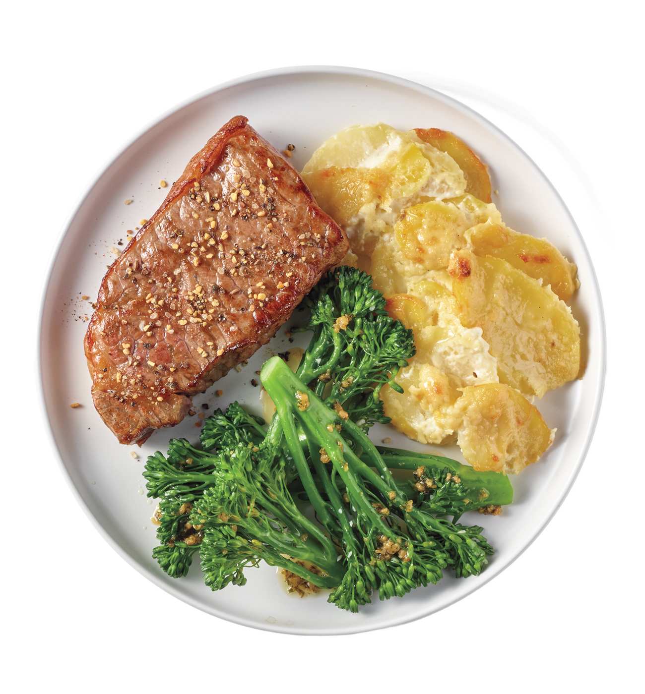 Meal Simple by H-E-B New York Strip Steak, Potatoes Au Gratin & Baby Broccoli; image 3 of 4