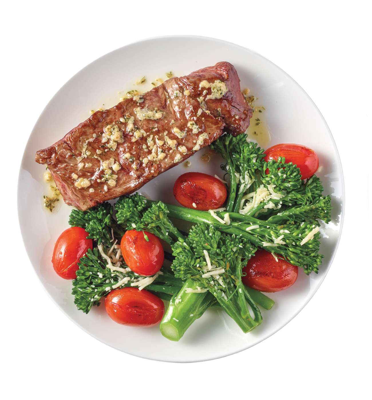 Meal Simple by H-E-B American Style Wagyu Beef Flat Iron Steak, Baby Broccoli & Tomatoes; image 3 of 4