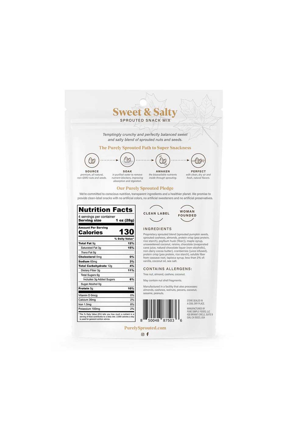 Purely Sprouted Sweet & Salty Sprouted Snack Mix; image 2 of 2