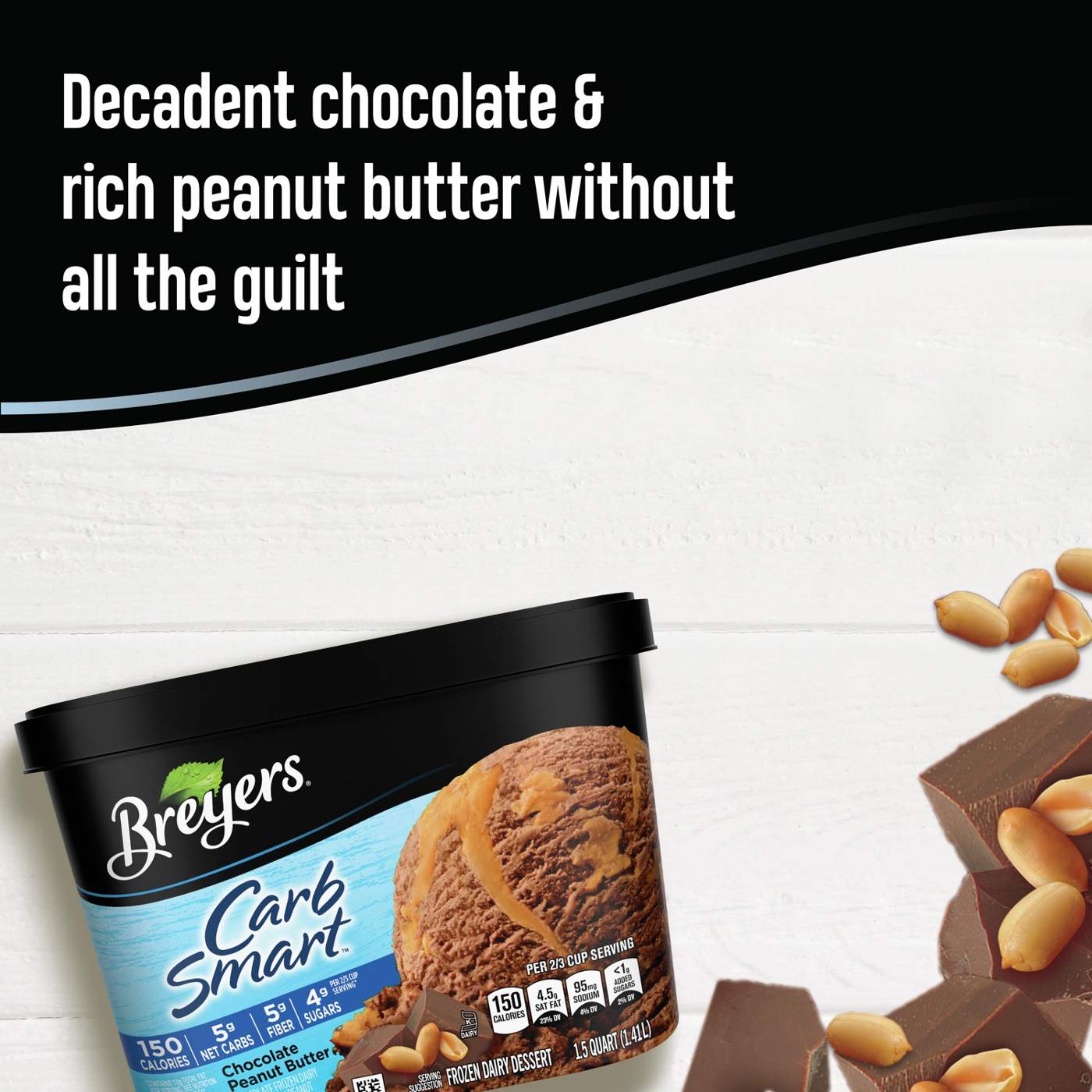 Breyers Carb Smart Chocolate Peanut Butter Frozen Dairy Dessert; image 5 of 6