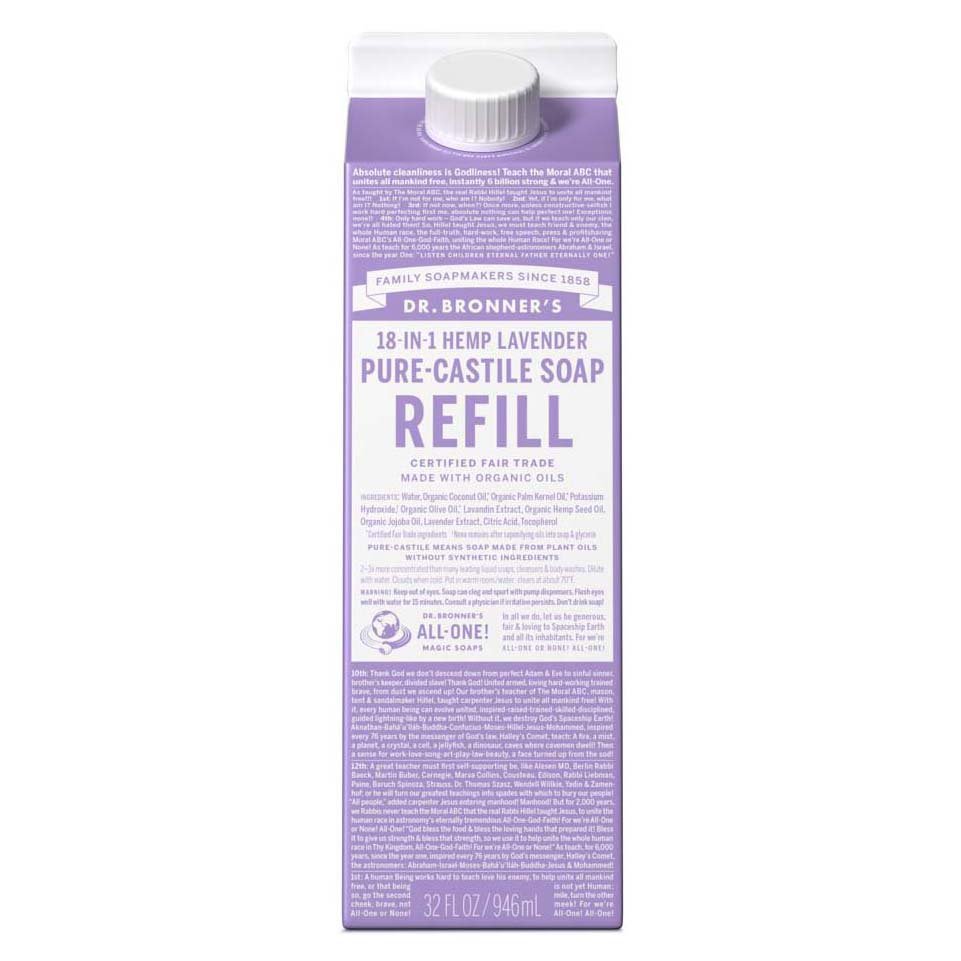 Dr. Bronner's 18In1 Pure Castile Soap Refill Carton Hemp Lavender