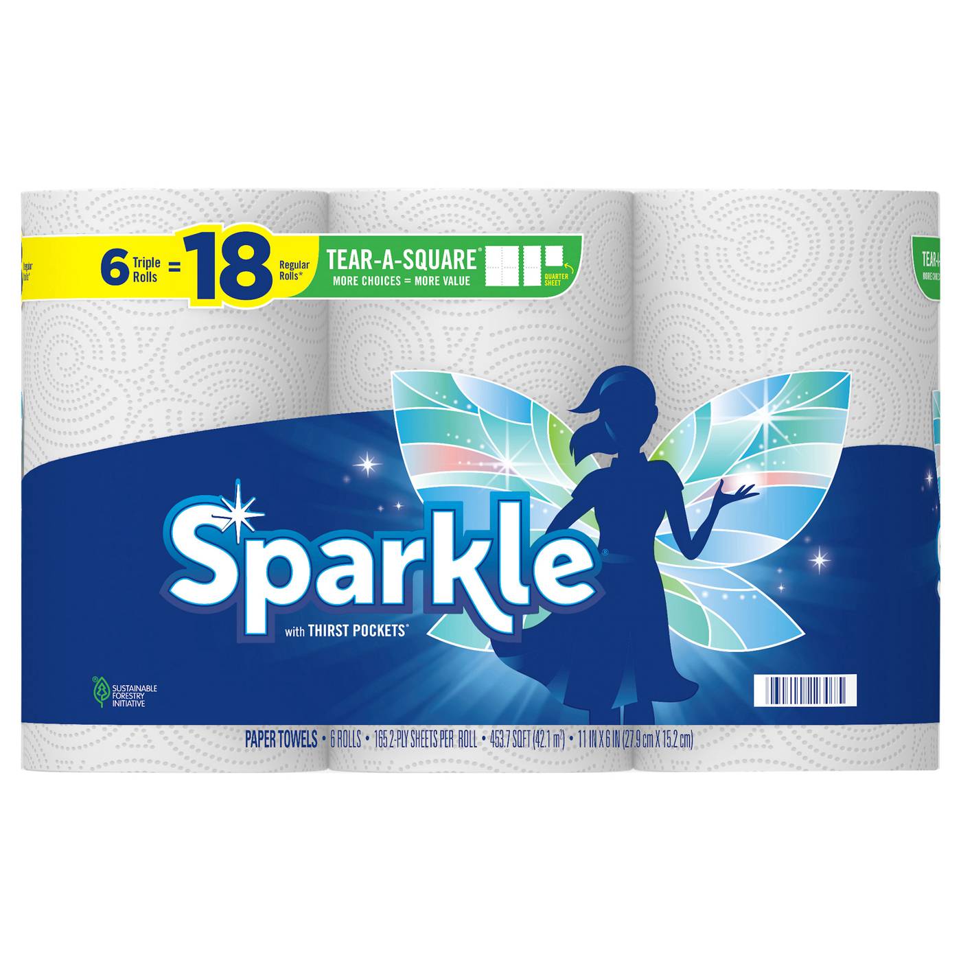 Sparkle Tear-A-Square Triple Rolls Paper Towels with Thirst Pockets; image 1 of 2