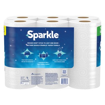 Sparkle Tear-A-Square Paper Towels, 6 Triple Rolls