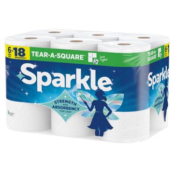 Sparkle Tear-A-Square Paper Towels, 6 Triple Rolls