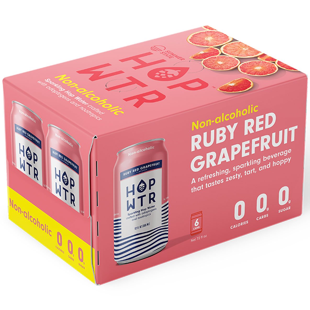 HOP WTR Ruby Red Grapefruit Non Alcoholic 6 pk Cans Shop Beer at HEB