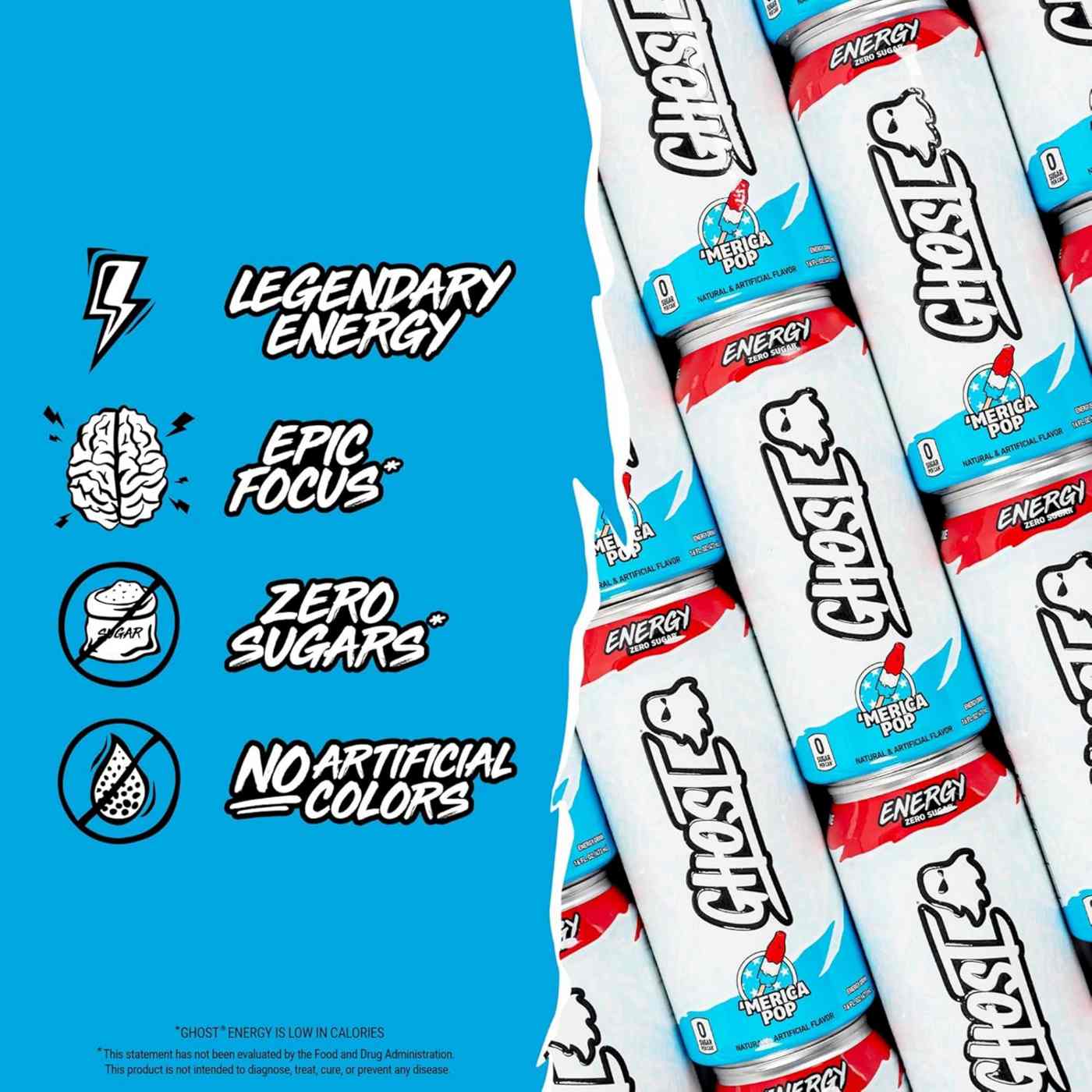 Ghost Zero Sugar Merica Pop Energy Drink; image 3 of 7