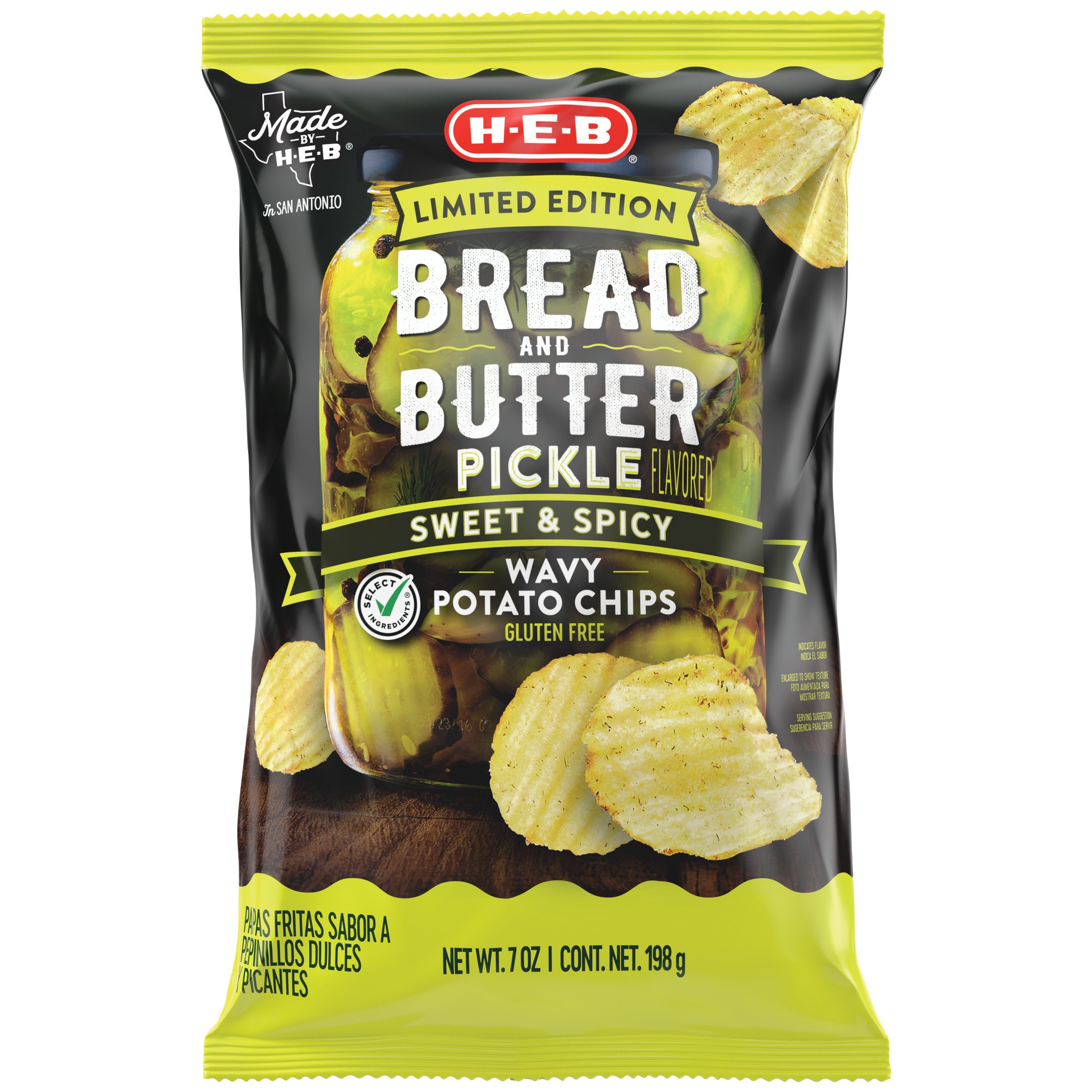 H-E-B Wavy Potato Chips – Bread & Butter Pickle - Shop Chips at H-E-B