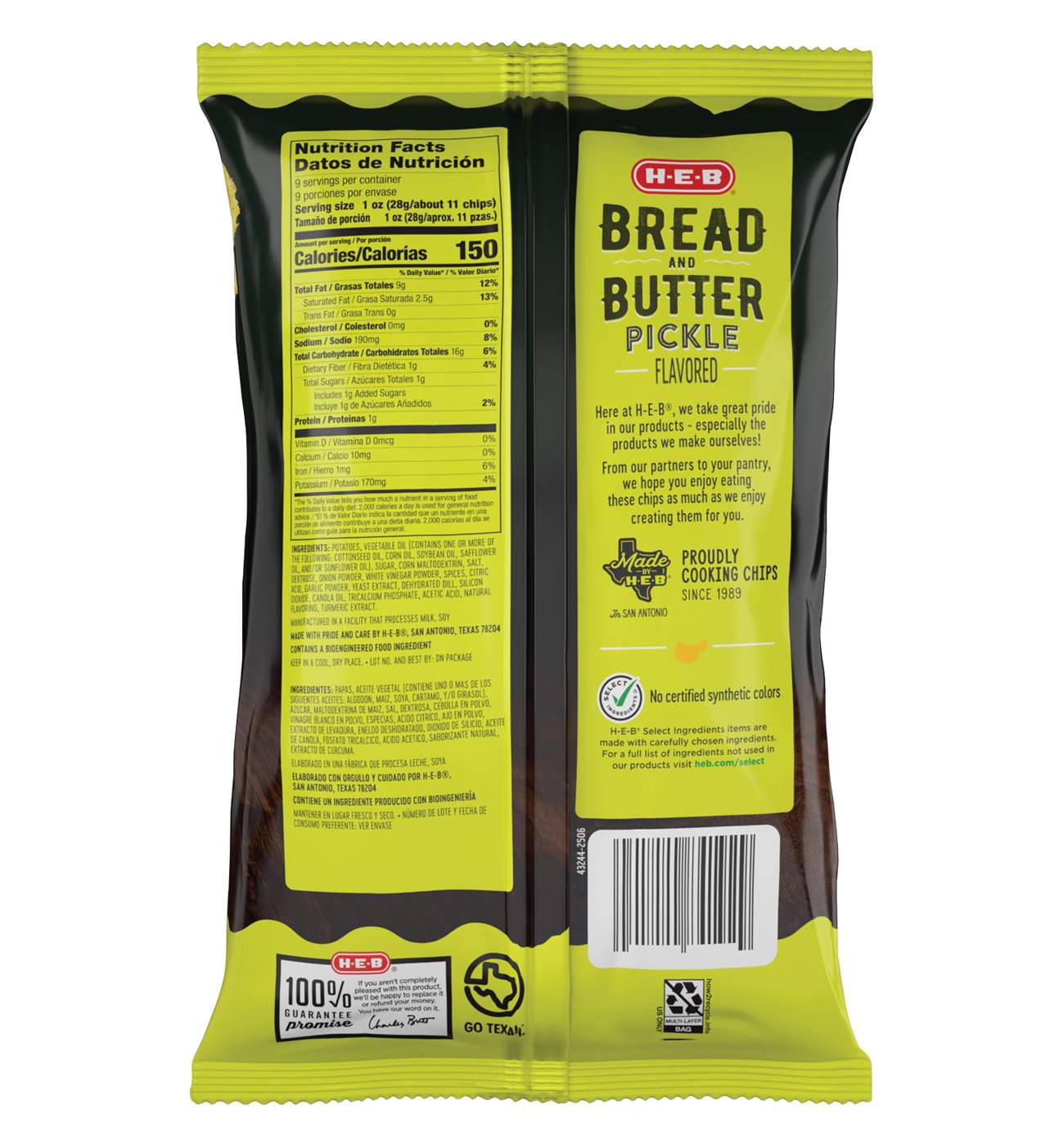 H-E-B Wavy Potato Chips – Bread & Butter Pickle; image 2 of 2