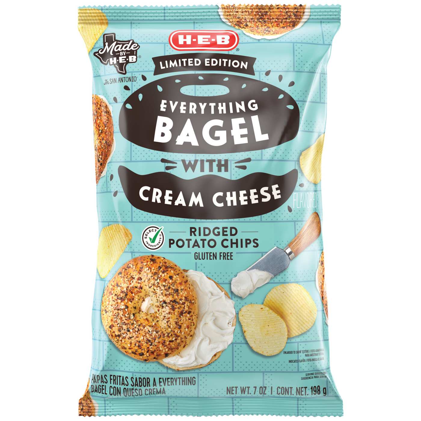 H-E-B Ridged Potato Chips - Everything Bagel Cream Cheese; image 1 of 2