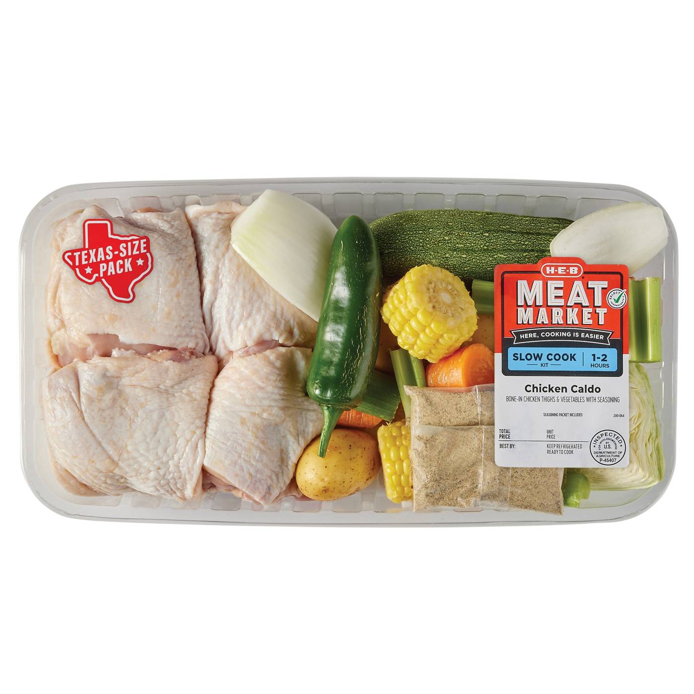 HEB Meat Market Caldo Soup Kit Boneless Chicken Thighs & Vegetables