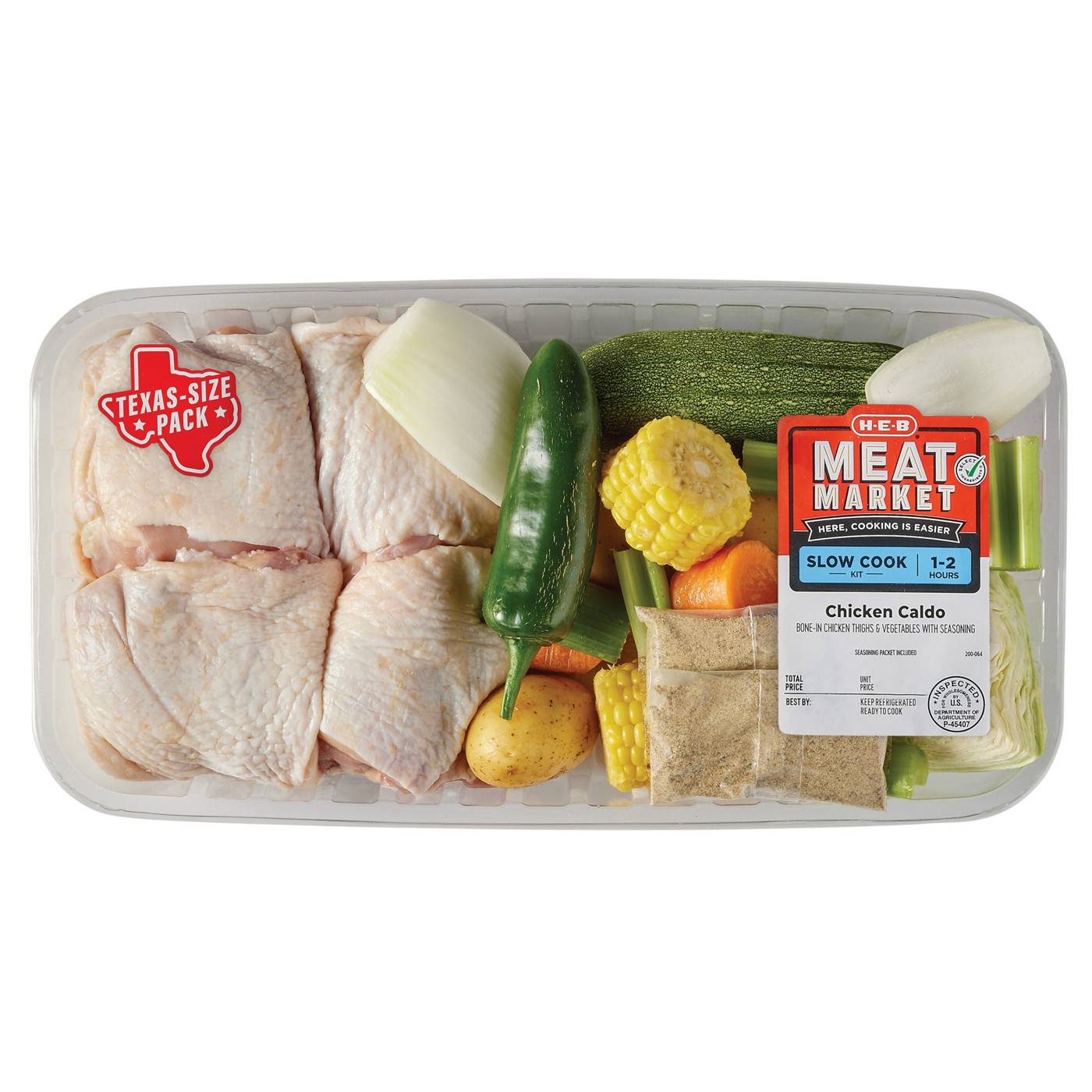 H-E-B Meat Market Caldo Soup Kit - Bone-In Chicken Thighs & Vegetables - Texas-Size Pack; image 1 of 3