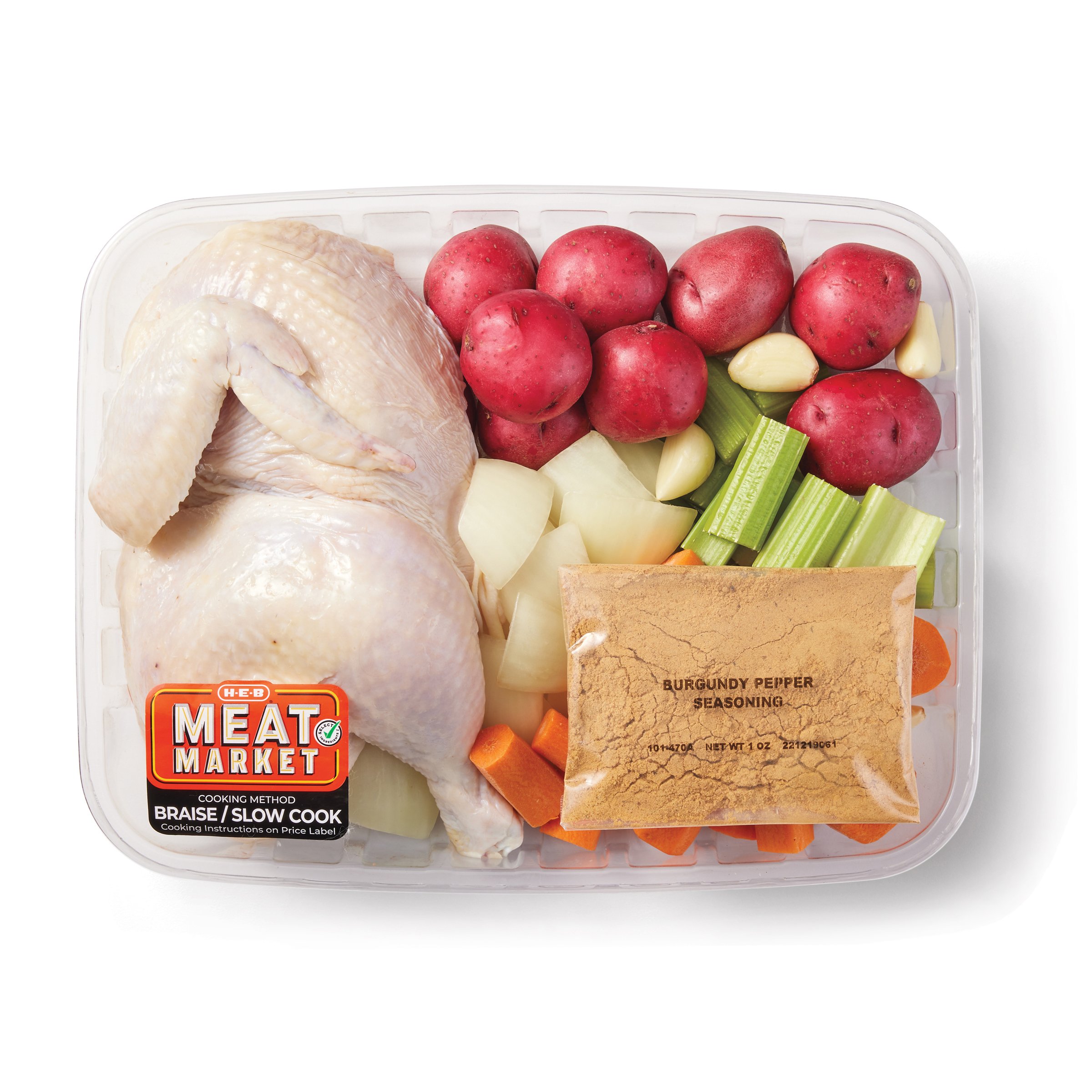 H-E-B Meat Market Roast Kit - Bone-In Half Burgundy Chicken ...