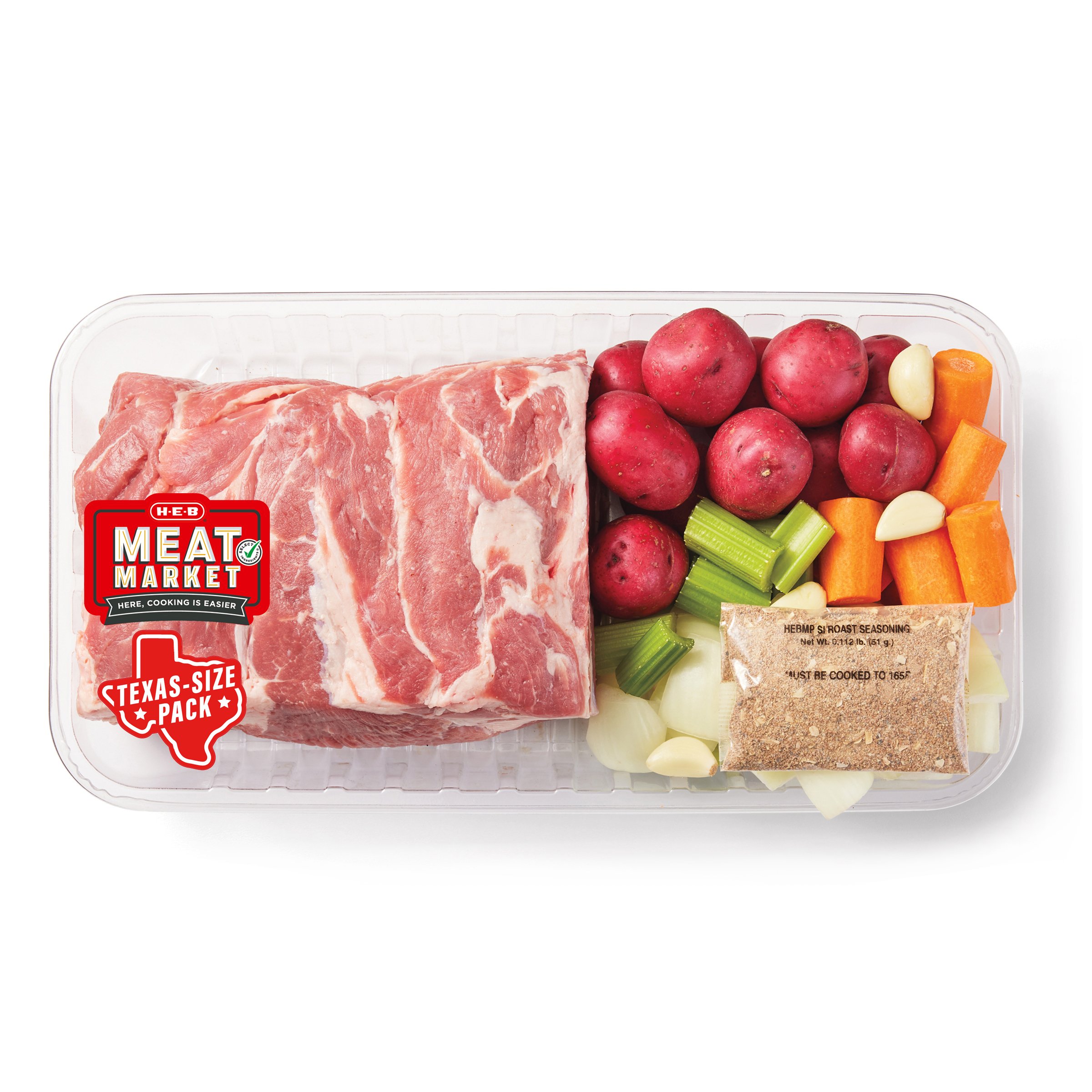 HEB Meat Market Pork Roast Kit BoneIn Picnic Roast & Vegetables