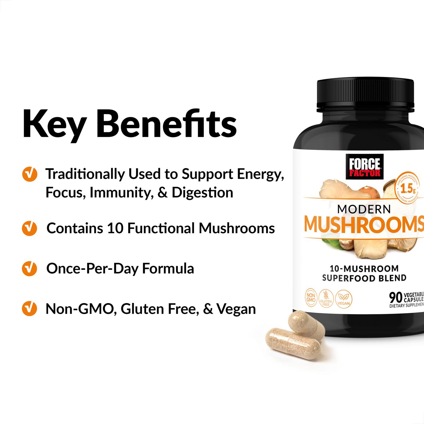 Force Factor Modern Mushrooms Vegetable Capsules; image 4 of 7