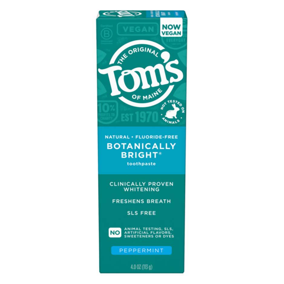 Tom's of Maine Botanically Bright Fluoride Free Toothpaste - Peppermint ...