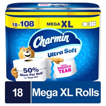 Charmin Ultra Soft Toilet Paper 2-ply Bath Tissue, 18 Mega XL Rolls