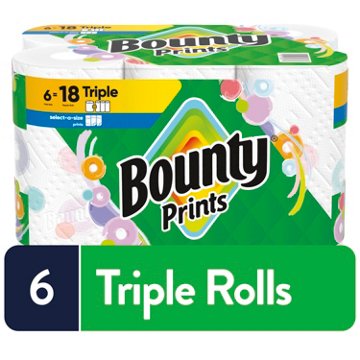 Bounty Triple Roll Select-A-Size Print Paper Towels, 6 ct