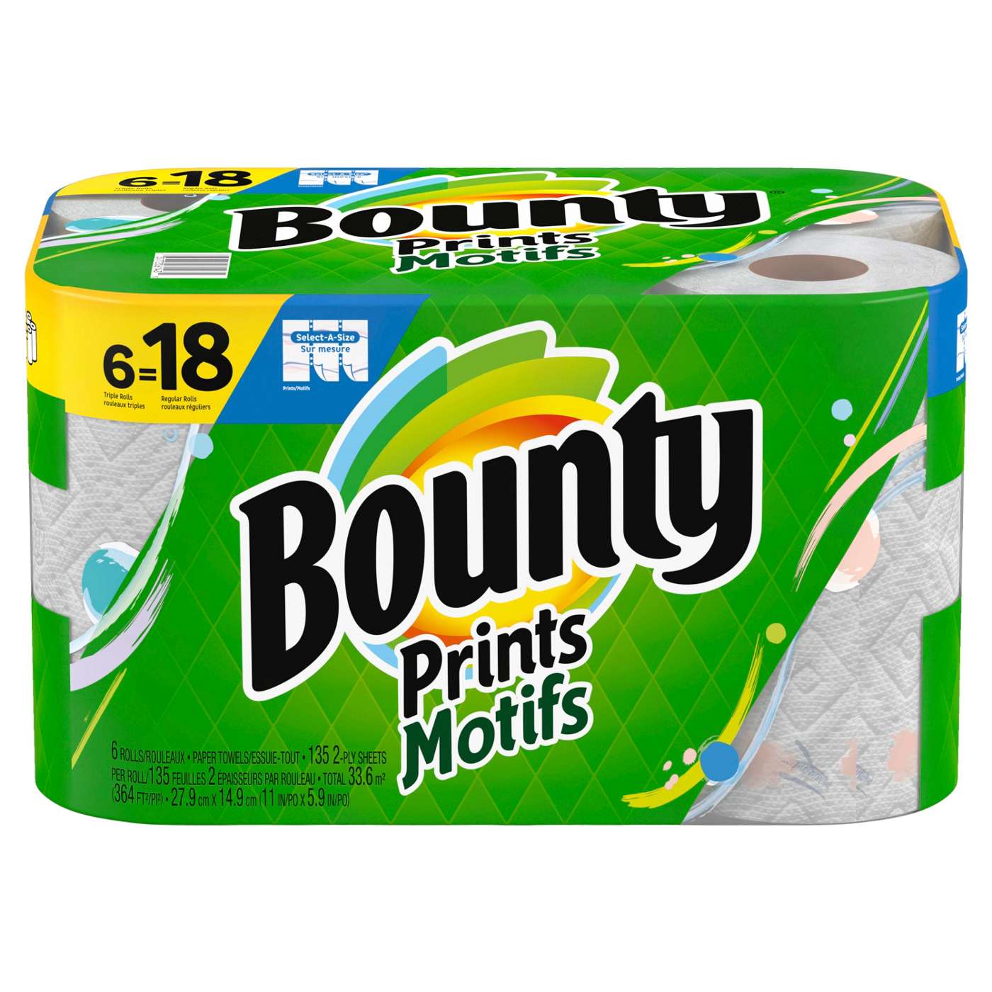 Bounty Select-a-Size Paper Towels, 6 Triple Rolls, White