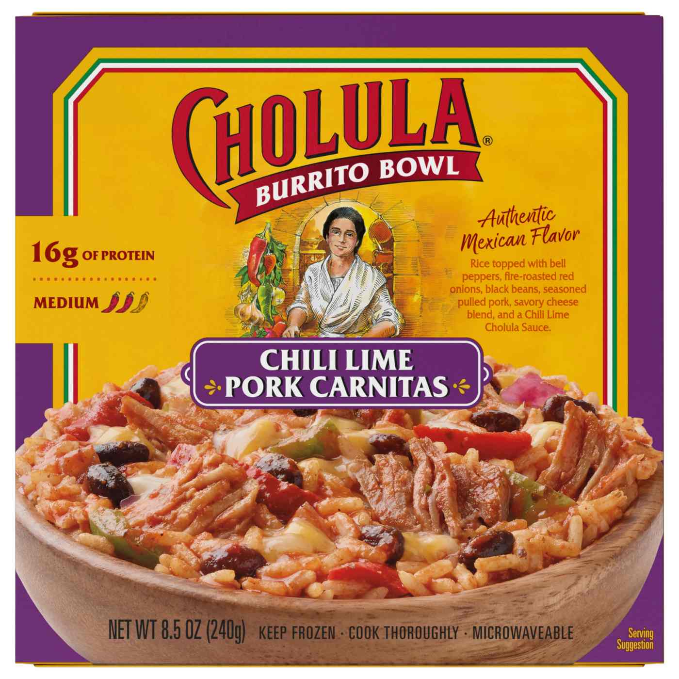 Cholula Burrito Bowl Chili Lime Pork Carnitas Frozen Meal; image 1 of 9