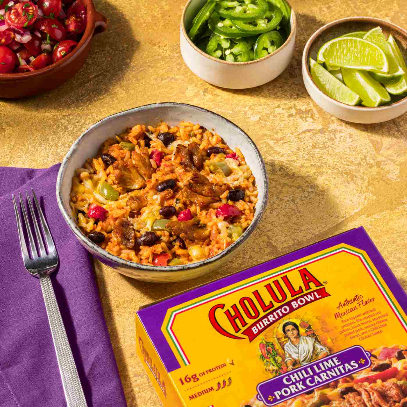 Cholula Burrito Bowl Chili Lime Pork Carnitas Frozen Meal; image 5 of 9