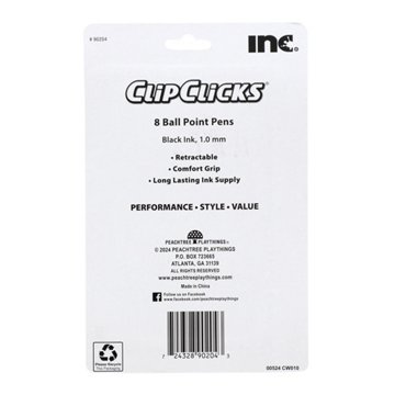 Inc Clip Clicks 1.0mm Retractable Ball Point Pens - Black Ink