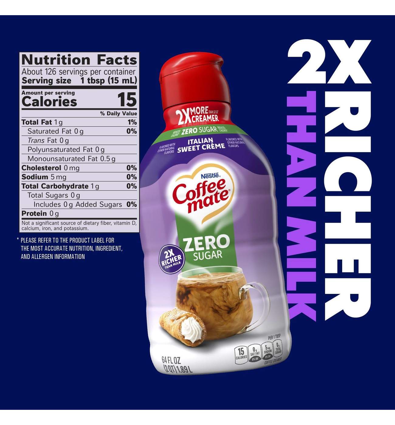 Nestle Coffee Mate Zero Sugar Liquid Coffee Creamer - Italian Sweet Creme; image 5 of 8