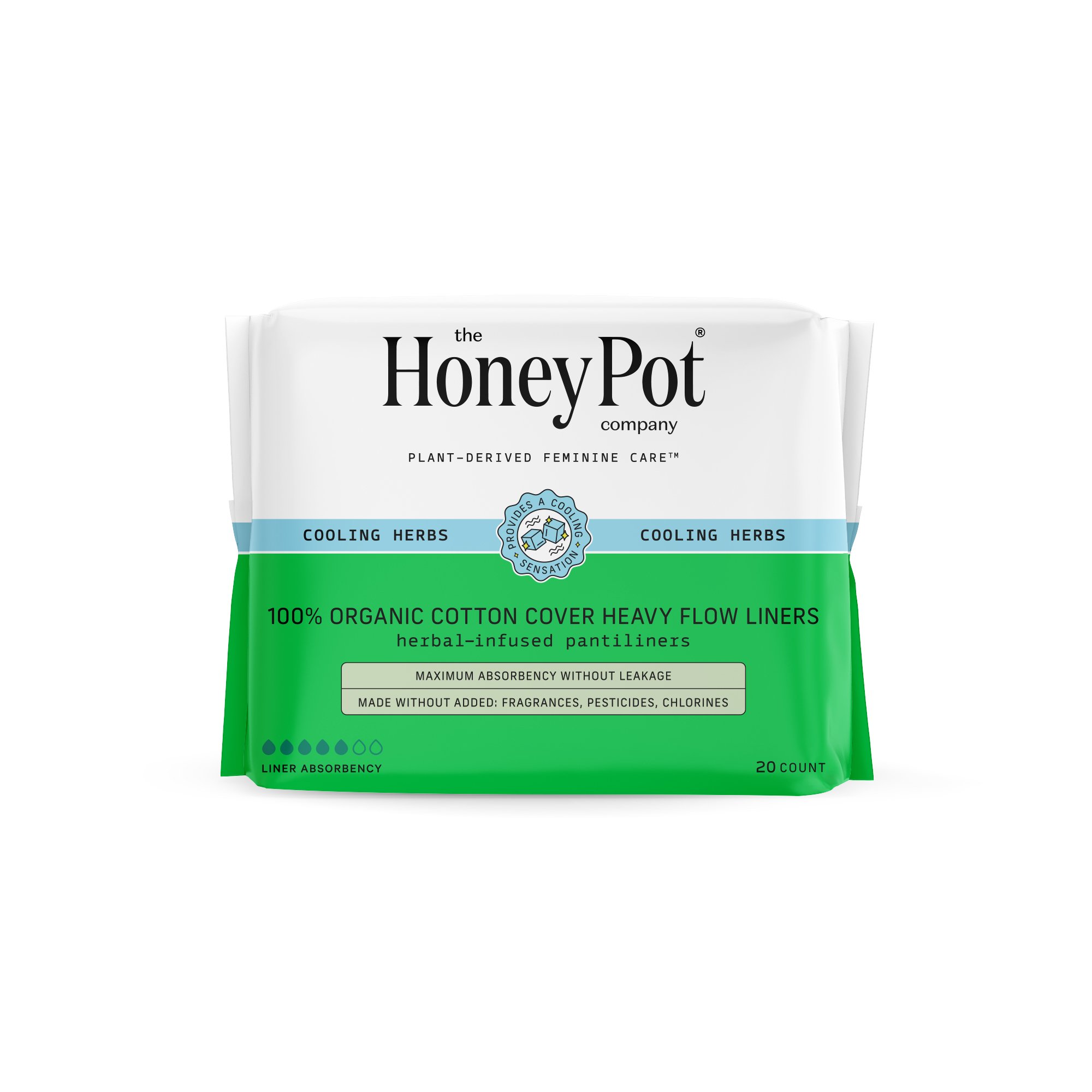 The Honey Pot Company 100 Organic Cotton Cover Heavy Flow Liners