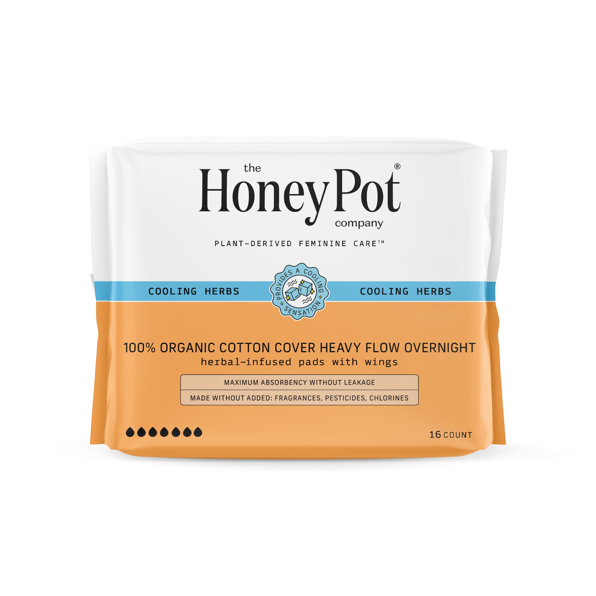 The Honey Pot 100 Organic Cotton Cover Heavy Flow Overnight Pads