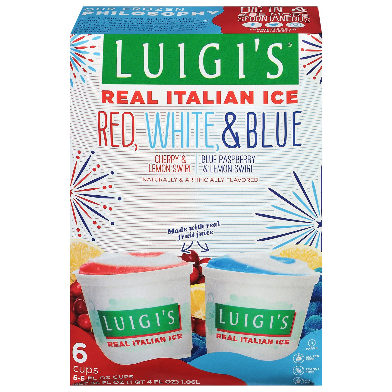 Luigi's Red White and Blue Real Italian Ice Cups - Shop Cones ...