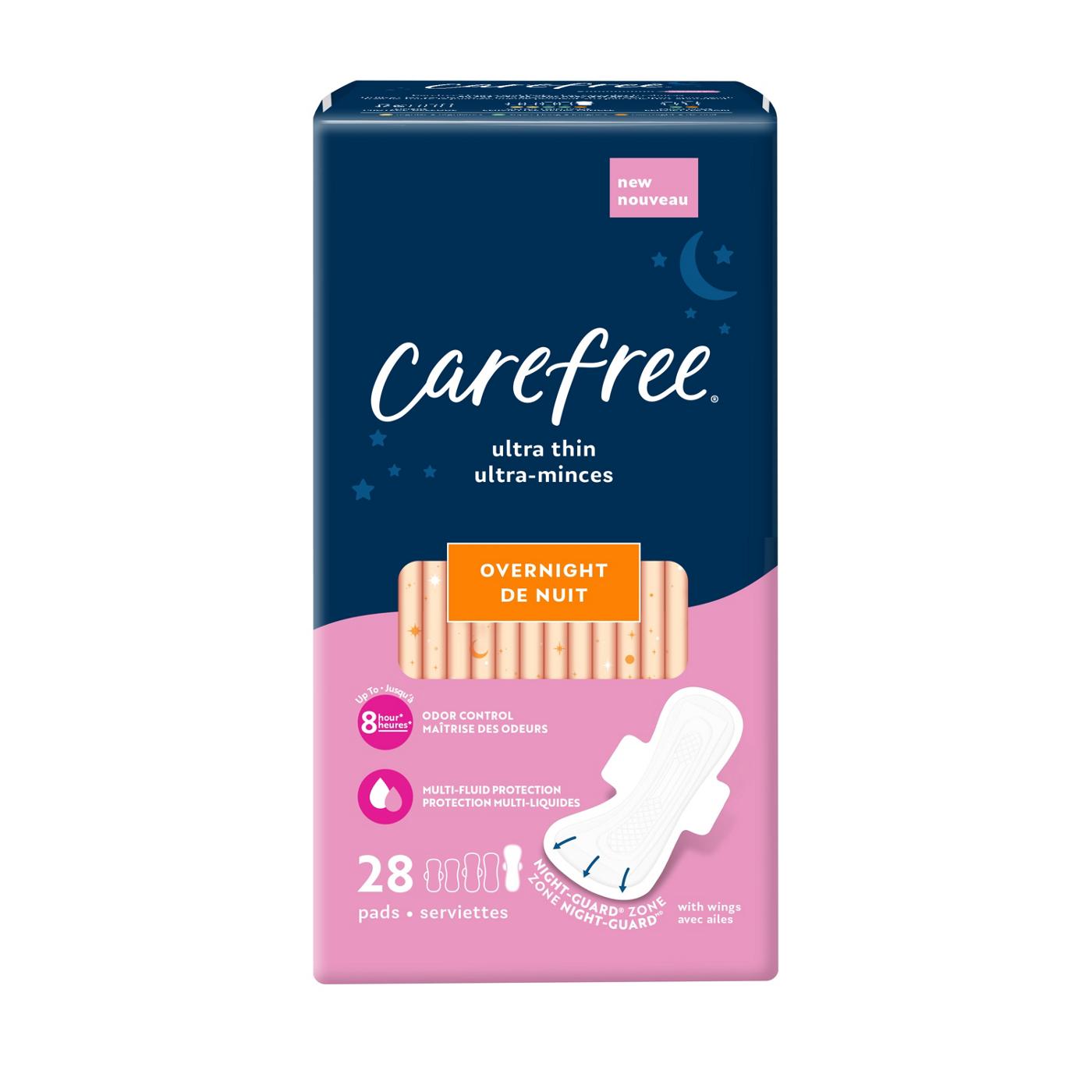 Carefree Ultra Thin Overnight Pads With Wings; image 1 of 6
