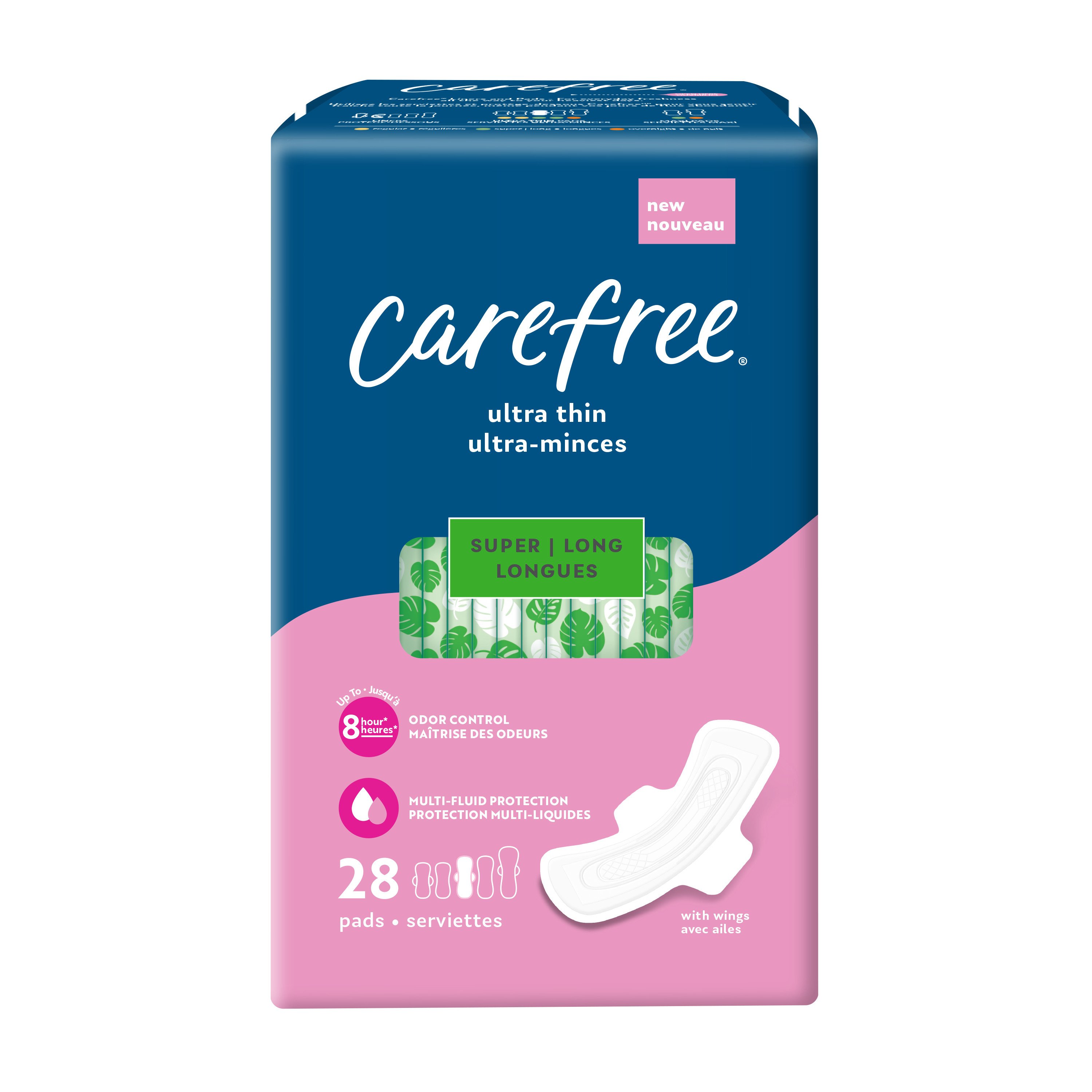Carefree Ultra Thin Super Long Pads With Wings Shop Pads & liners at HEB