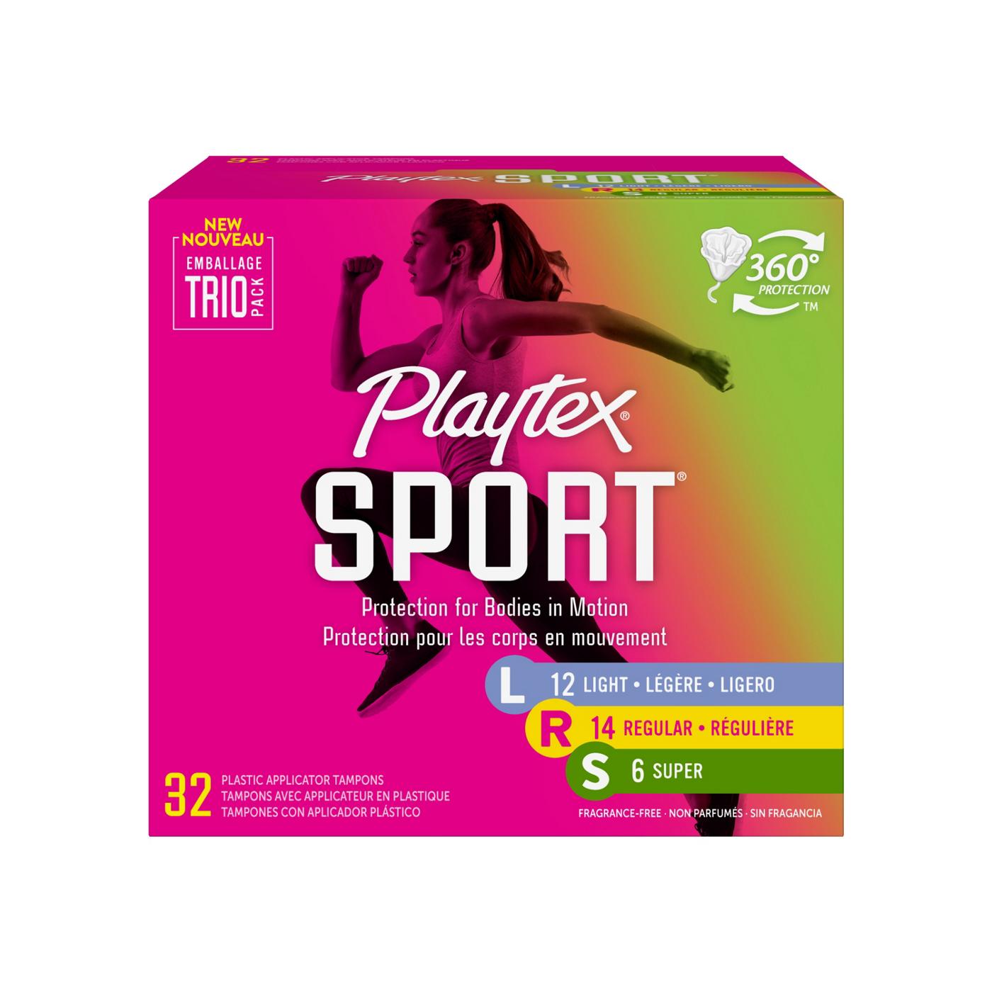Playtex Sport Plastic Tampons Multi-Pack - Light, Regular & Super Absorbency; image 1 of 9