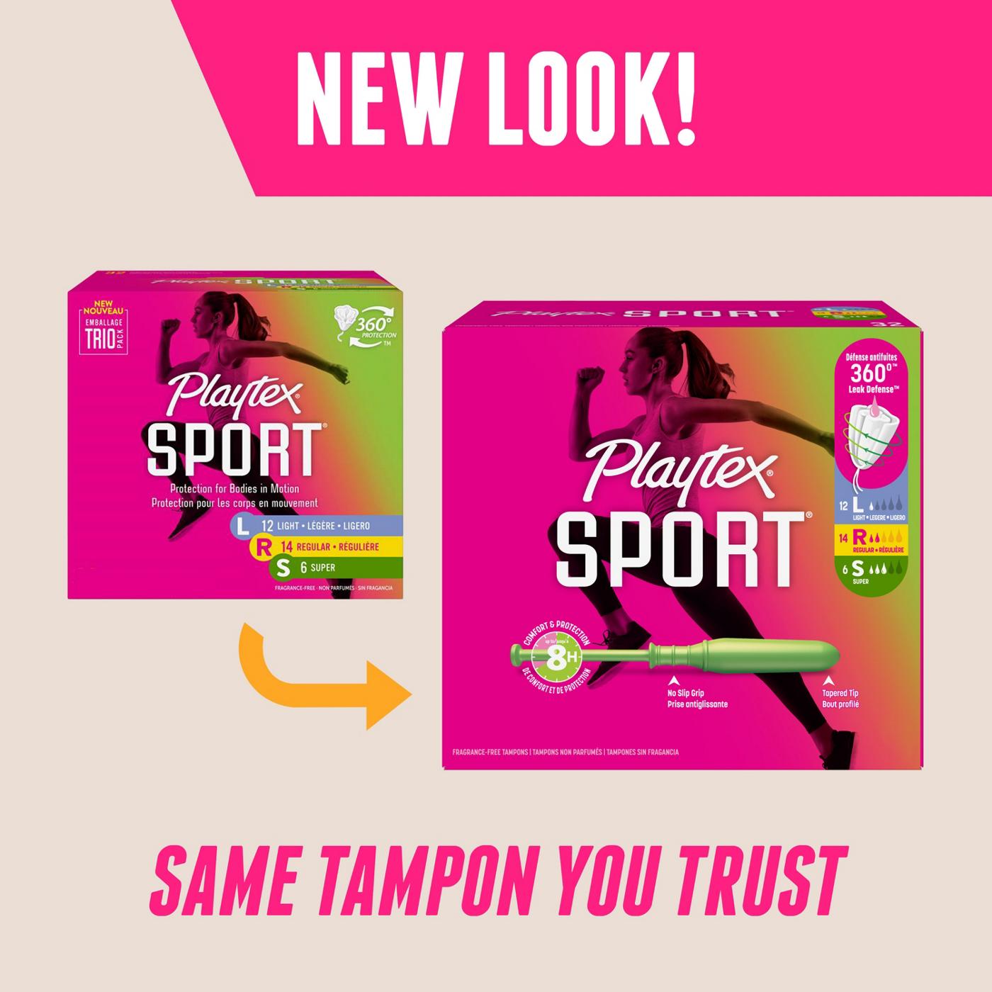 Playtex Sport Plastic Tampons MultiPack Light, Regular & Super