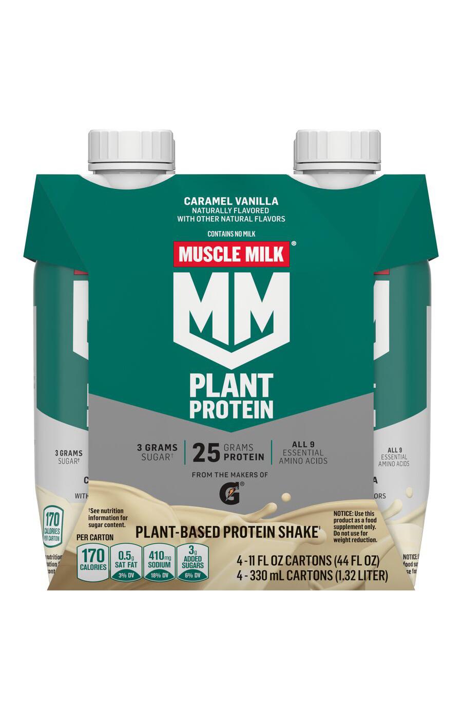 MUSCLE MILK Plant Protein Shake 4 pk Caramel Vanilla ; image 1 of 3