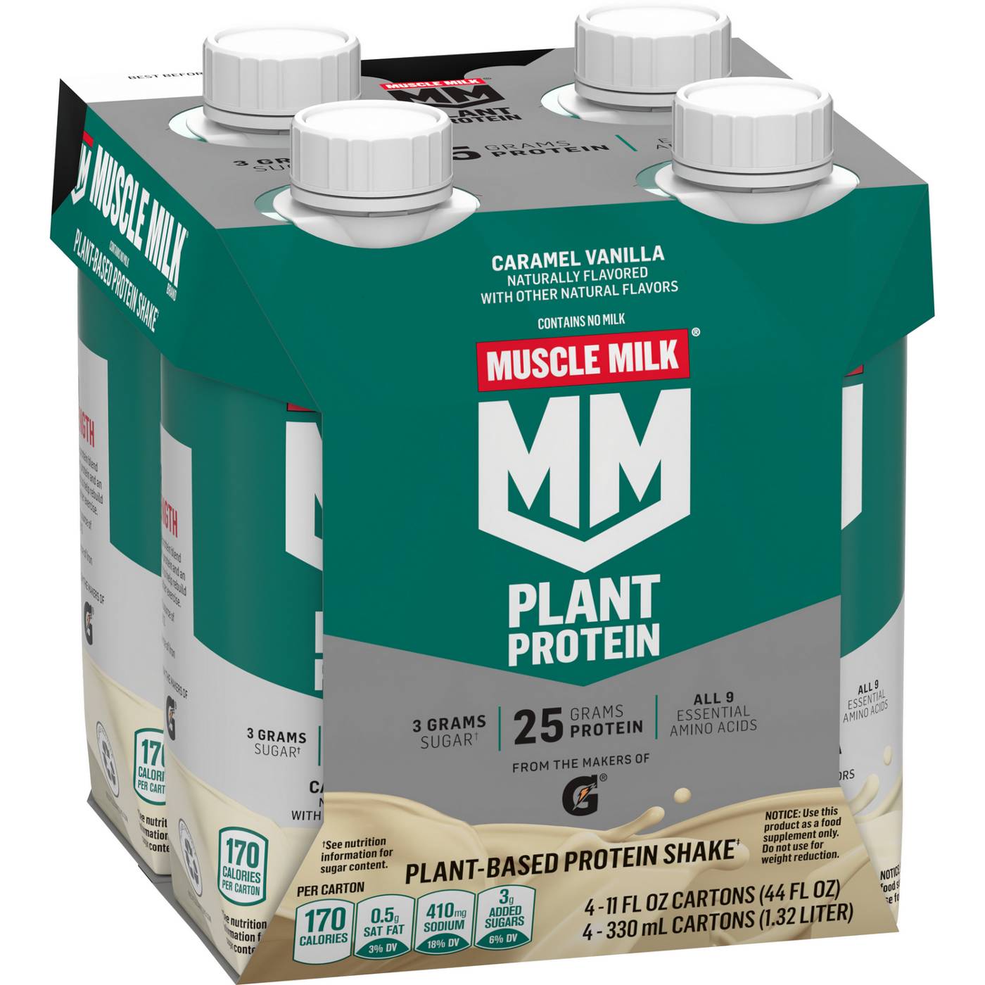 MUSCLE MILK Plant Protein Shake 4 pk Caramel Vanilla ; image 3 of 3