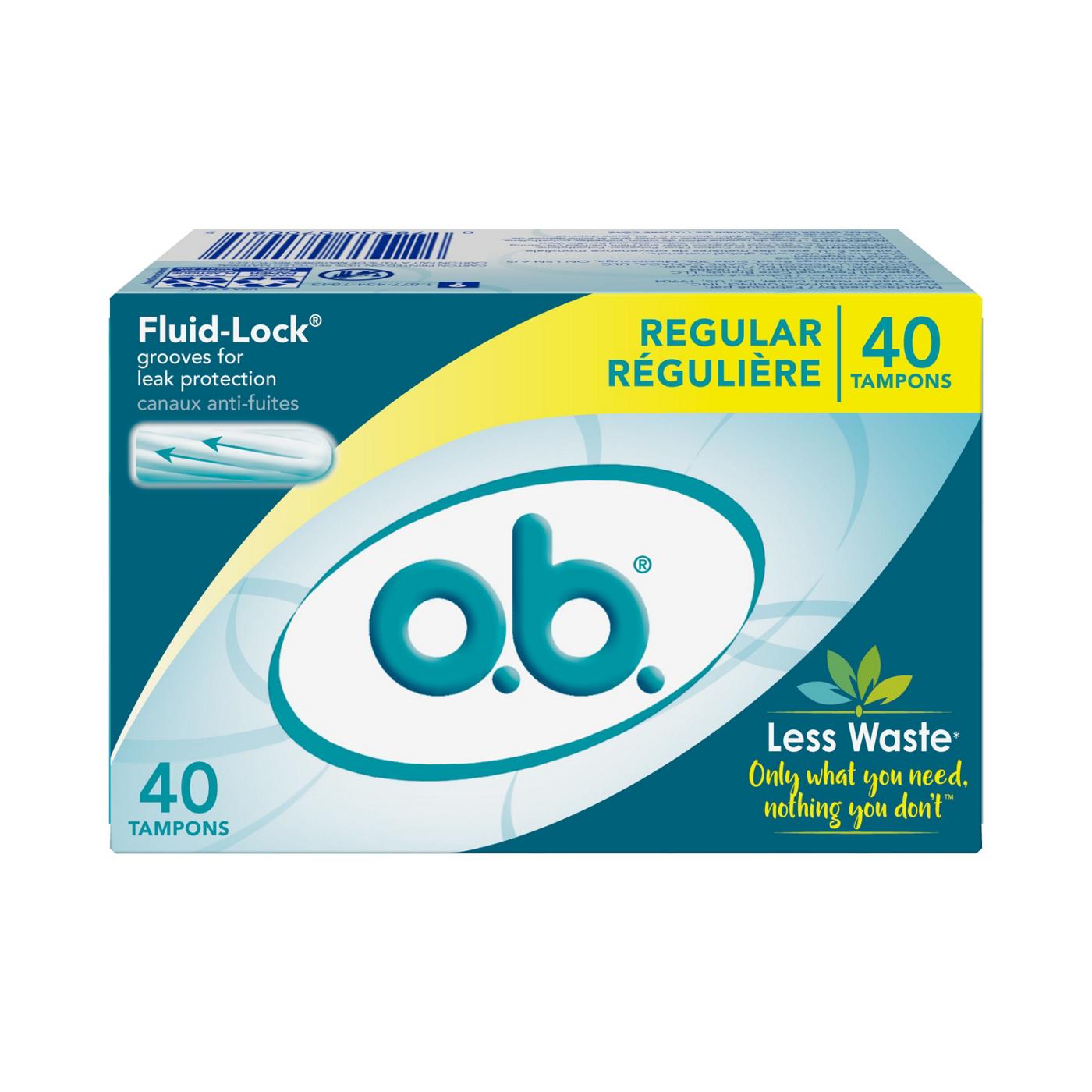 o.b. Applicator Free Digital Tampons Regular Absorbency; image 1 of 3