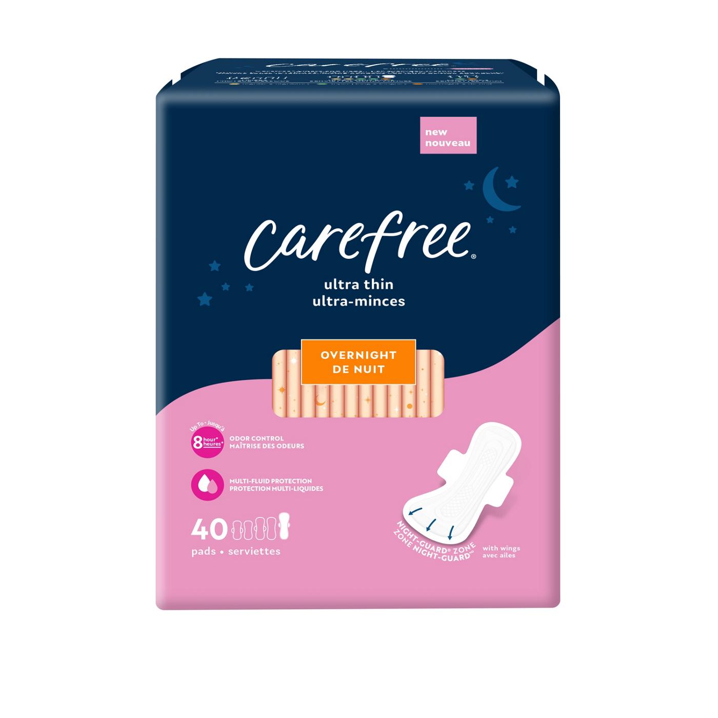 Carefree Ultra Thin Overnight Pads with Wings; image 1 of 8