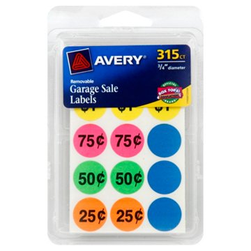 Avery Removable Garage Sale Labels, 315 ct