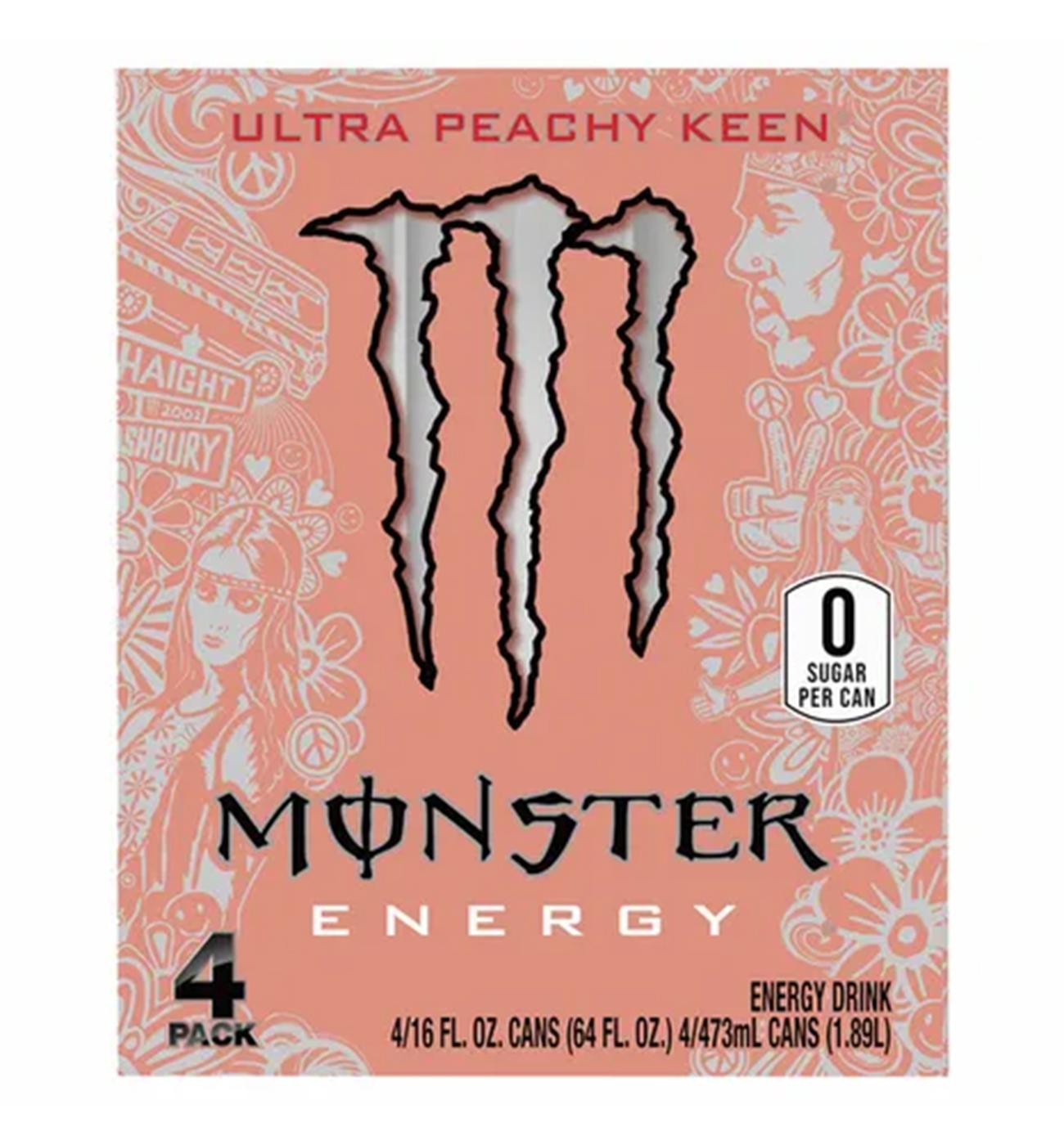 Monster Energy Ultra Peachy Keen Energy Drink 4 pk Cans; image 1 of 2