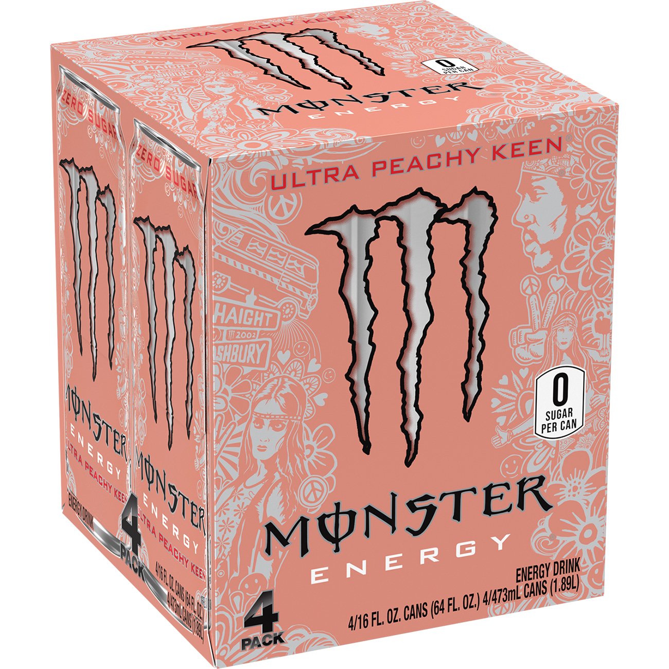 Monster Energy Ultra Peachy Keen Energy Drink 4 pk Cans - Shop