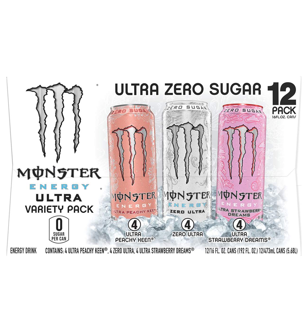 Monster Energy Ultra Zero Sugar Energy Drink Variety 12 pk Cans; image 1 of 2