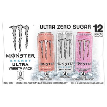 Monster Energy Ultra Zero Sugar Energy Drink Variety 12 pk Cans, 16 oz