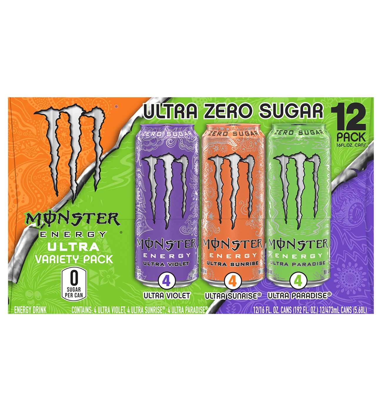 Monster Energy Ultra Zero Sugar Energy Drink Variety 12 pk Cans; image 1 of 2