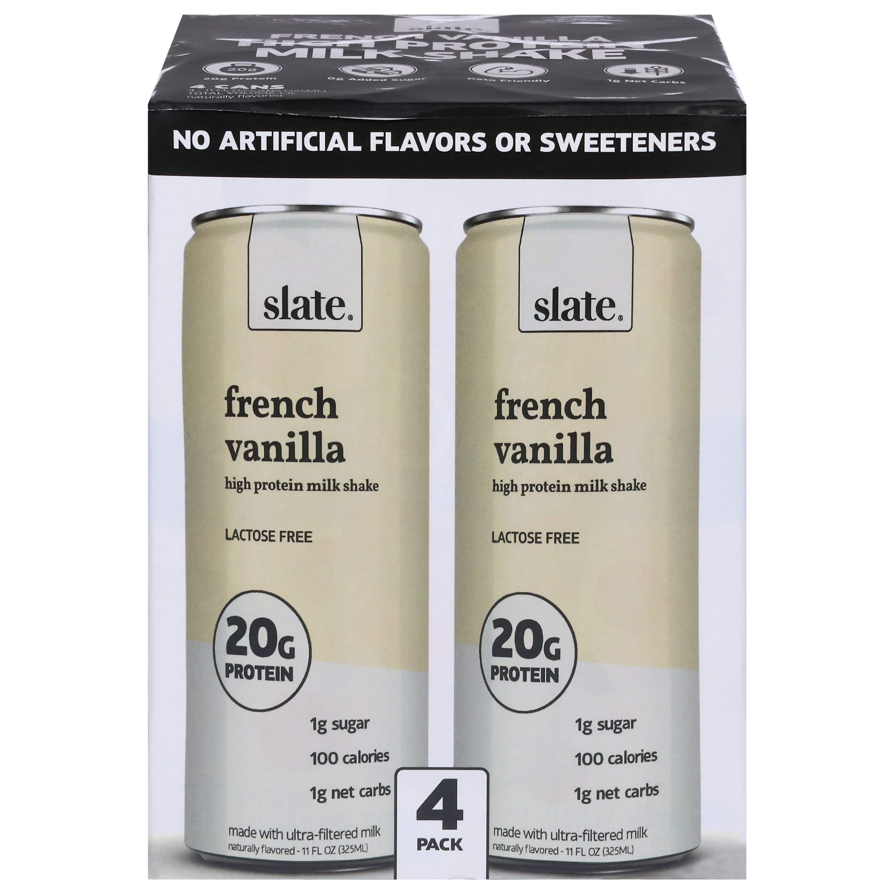 Slate 20g Protein Milkshakes 4 pk Cans - French Vanilla