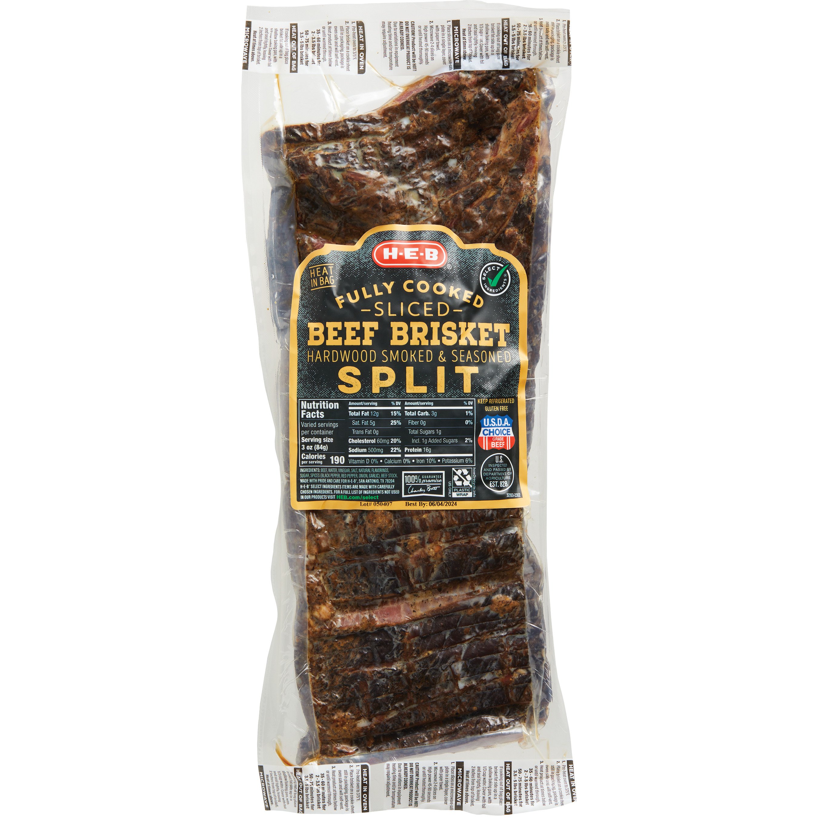 H-E-B Fully Cooked Seasoned Sliced Split Beef Brisket - Shop Beef At H-E-B