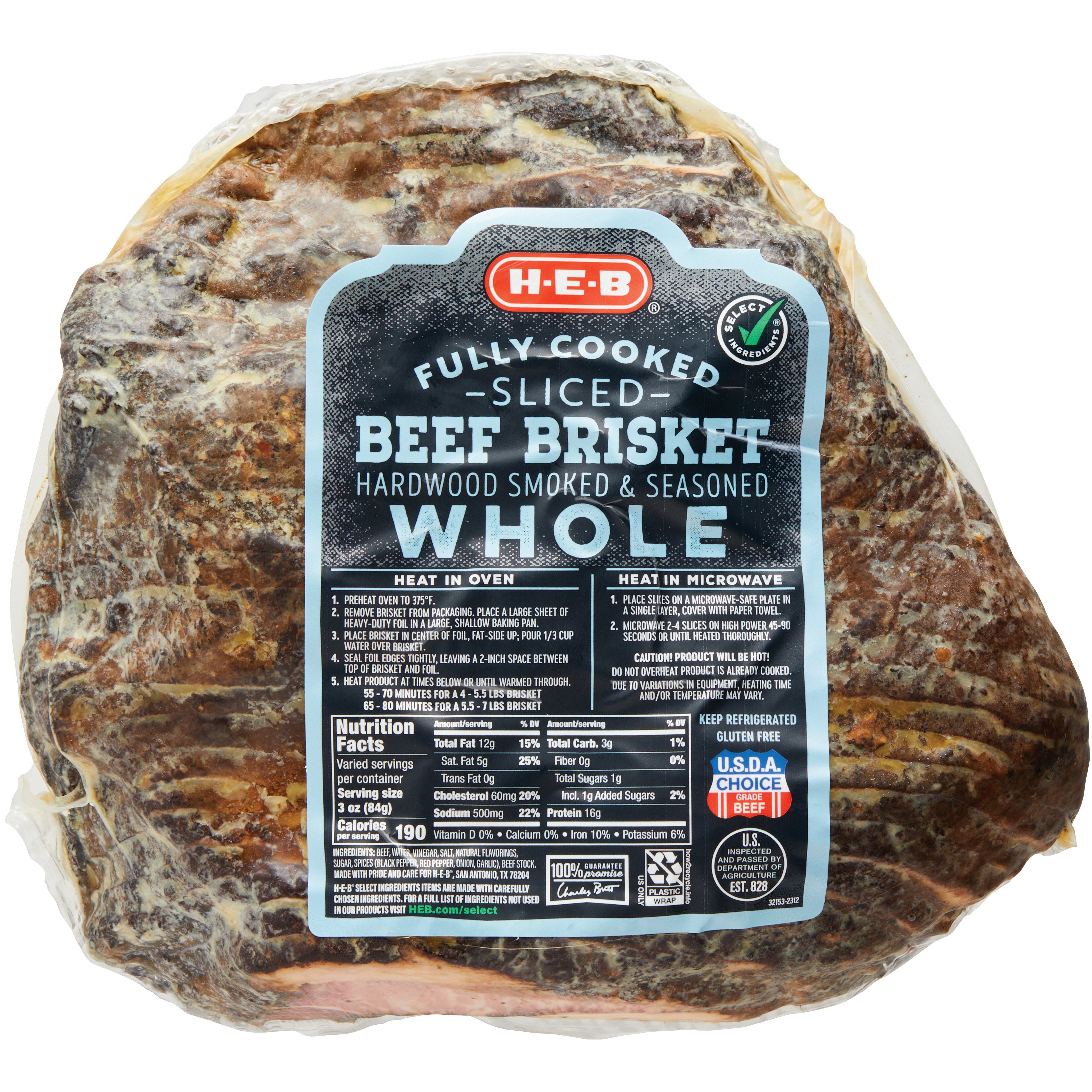 H-E-B Fully Cooked Seasoned Sliced Whole Beef Brisket - Shop Beef At H-E-B