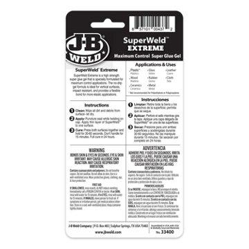 J-B Weld SuperWeld Extreme Maximum Control Super Glue Gel, 0.53 oz