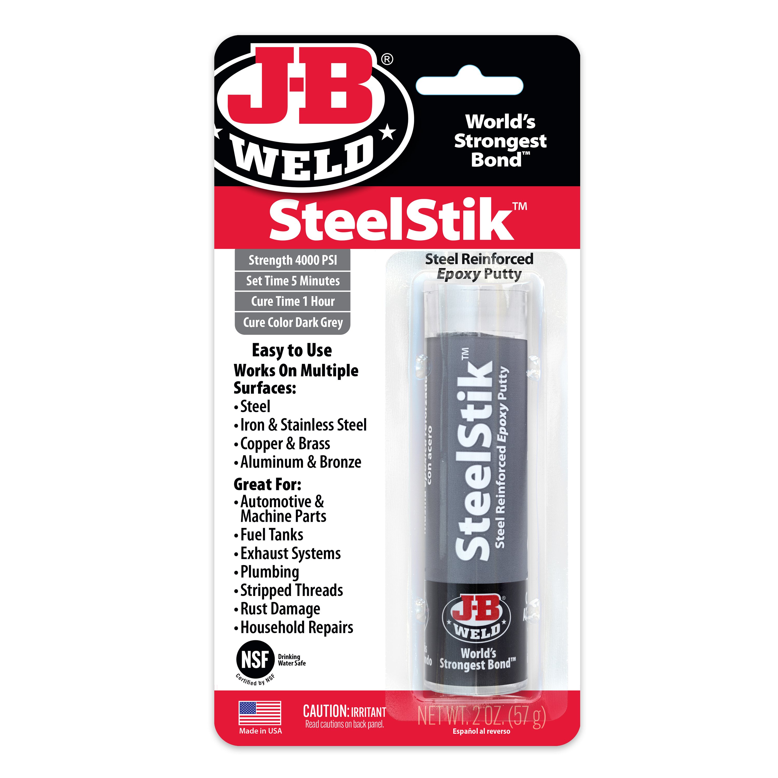 JB Weld SteelStik Steel Reinforced Epoxy Putty Shop Adhesives & tape at HEB